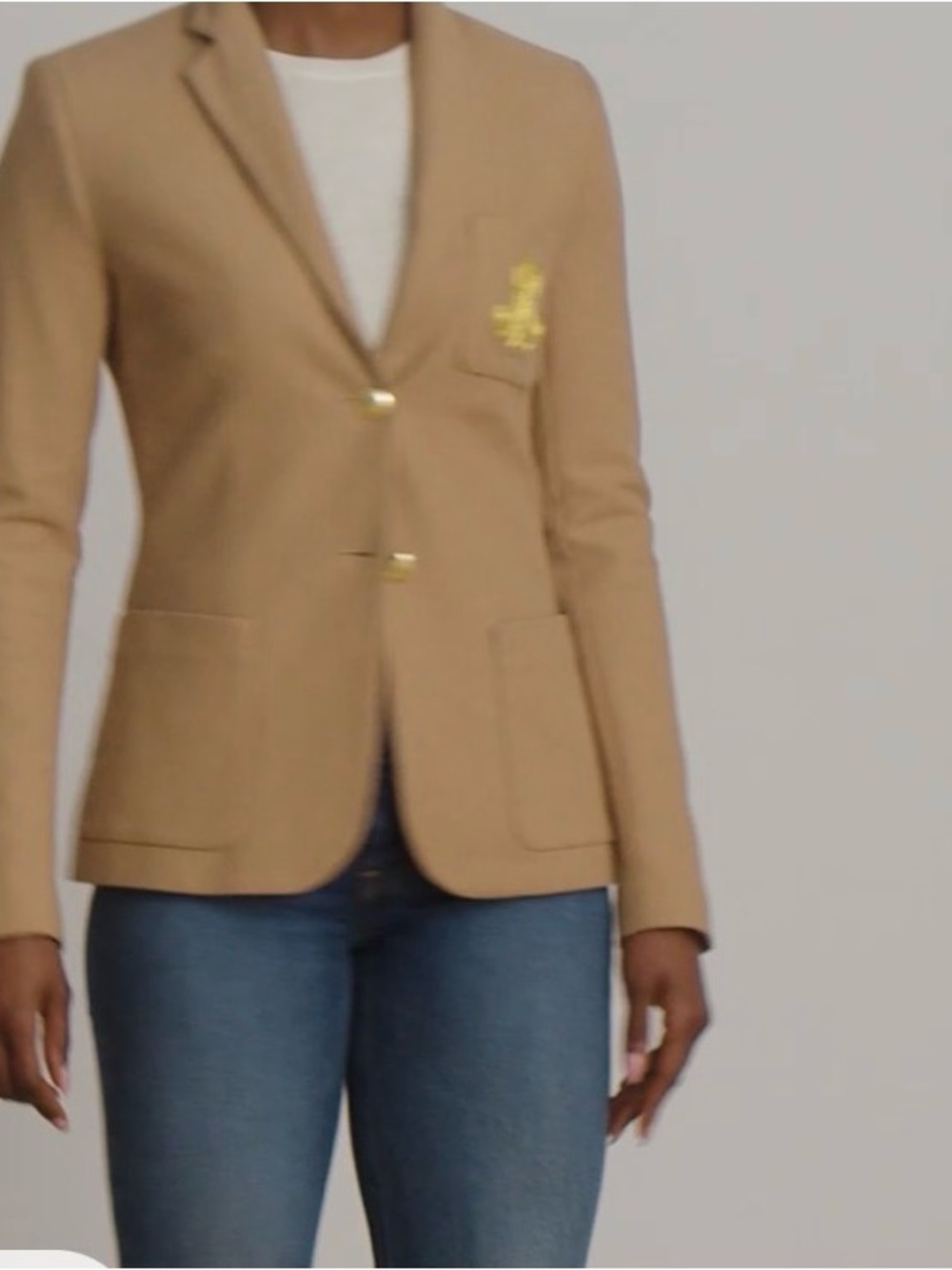 Lauren Ralph Lauren Tan Camel Blazer with Crest
